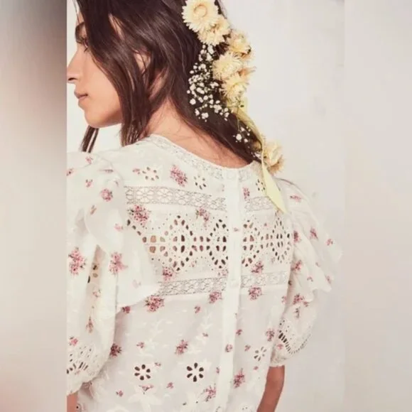 LoveShackFancy Tilda Top in French Cream XS - Picture 2 of 11